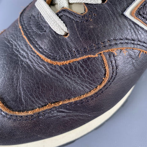 NEW BALANCE Size 11 Classic 574 Brown Off White Leather Sneakers