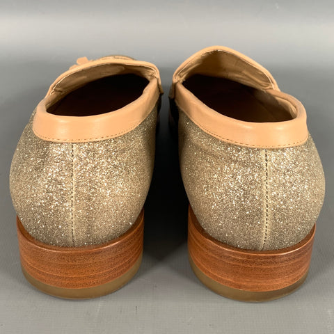 MAX MARA Size 7 Gold Brown Sparkly Loafer Flats