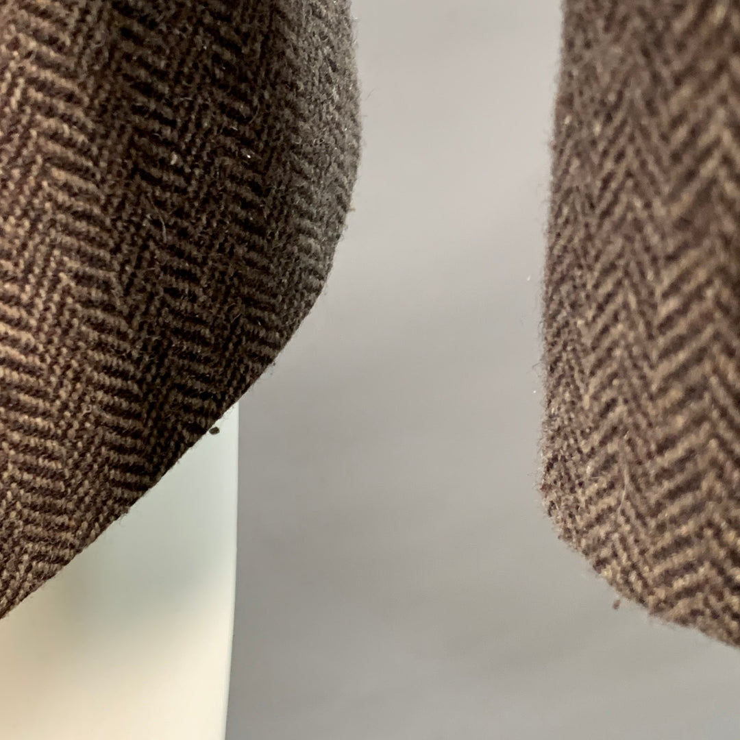 MENK Size S Brown Herringbone Wool Blend Zip Up Jacket