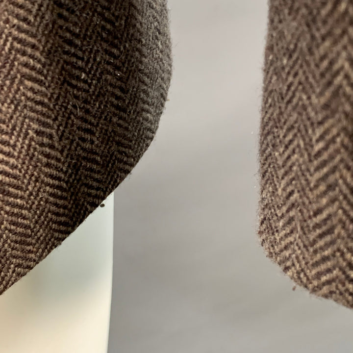 MENK Size S Brown Herringbone Wool Blend Zip Up Jacket