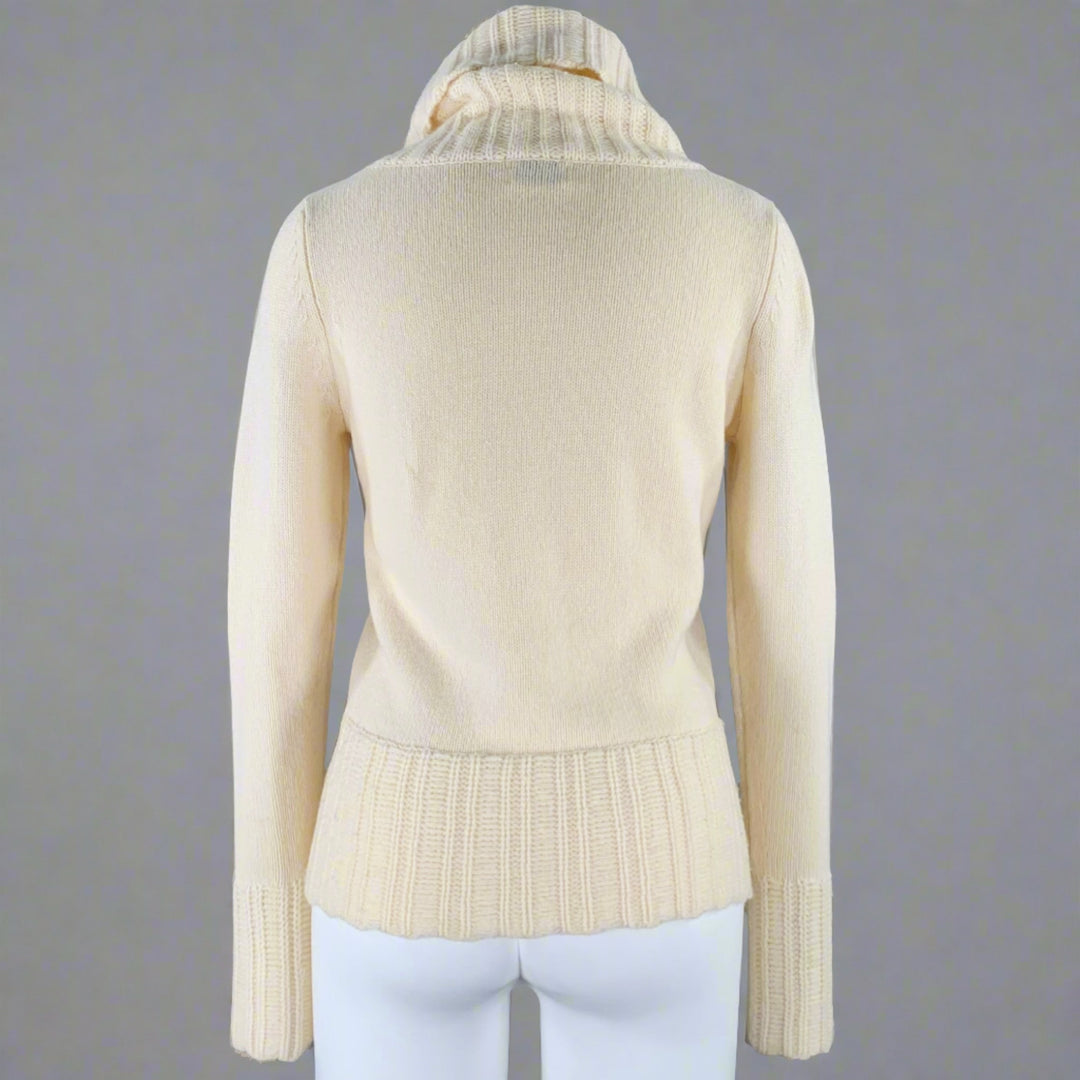 TSE Size M Cream Cashmere Knit Cowl Neck Sweater