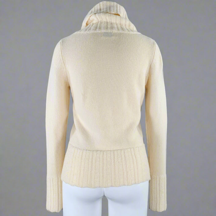 TSE Size M Cream Cashmere Knit Cowl Neck Sweater