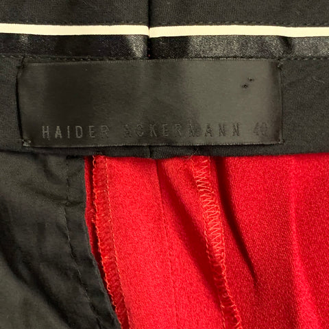 HAIDER ACKERMANN Taille S Pantalon décontracté droit en acétate de soie satiné rouge à braguette zippée