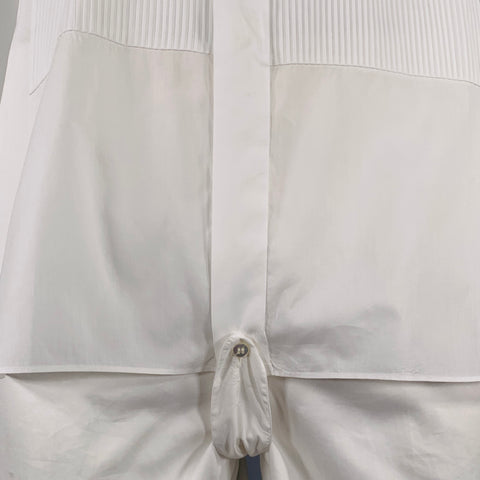 BRIONI Size L White Cotton Tuxedo Long Sleeve Shirt