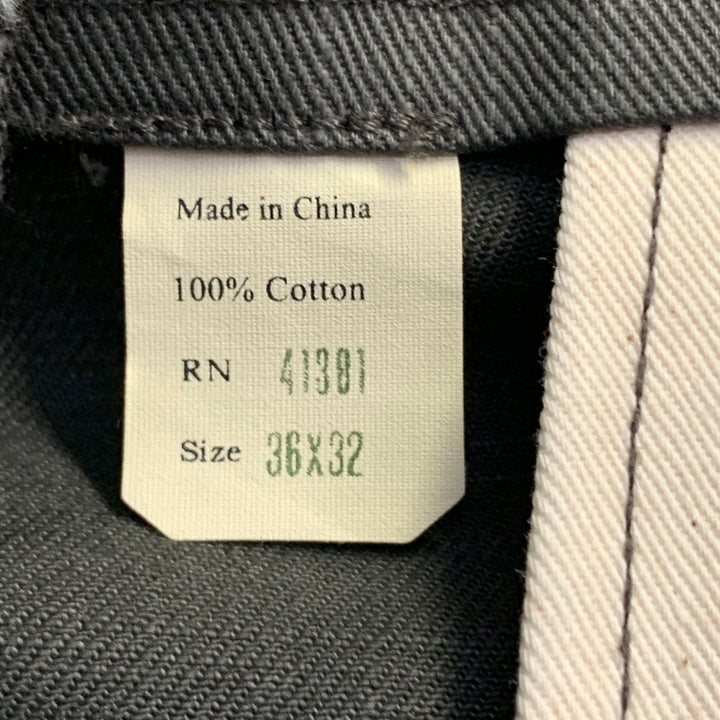 RRL by RALPH LAUREN Size 36 Grey Black Cotton Selvedge Twill Straight Button Fly Casual Pants