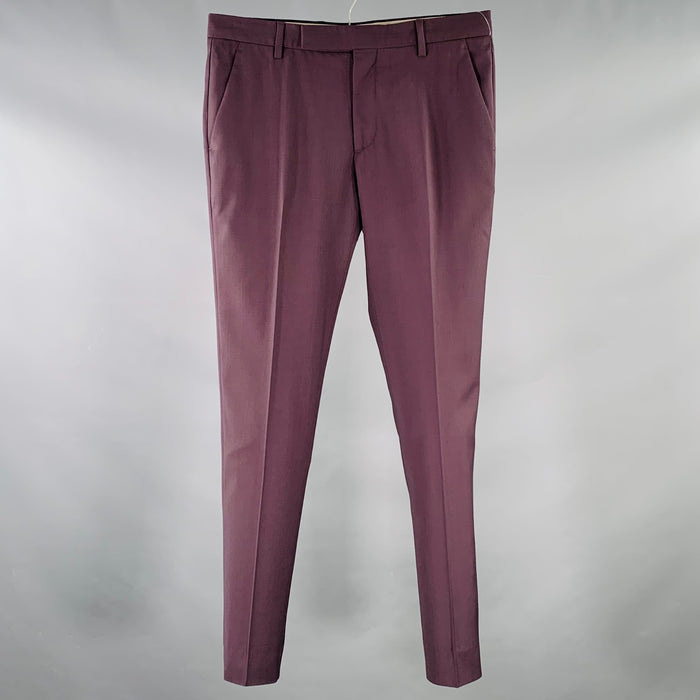 MAISON MARGIELA Size 30 Purple Plum Virgin Wool Flat Front Dress Pants