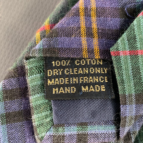 FACONNABLE Green Purple Plaid Cotton Tie
