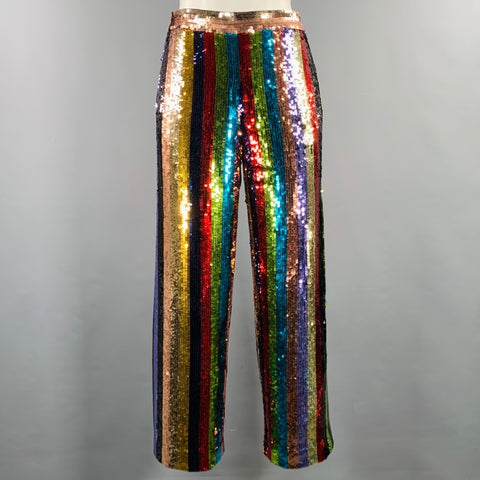 ALICE + OLIVIA Size XS Multi-Color Polyester Stripe Dress Pants