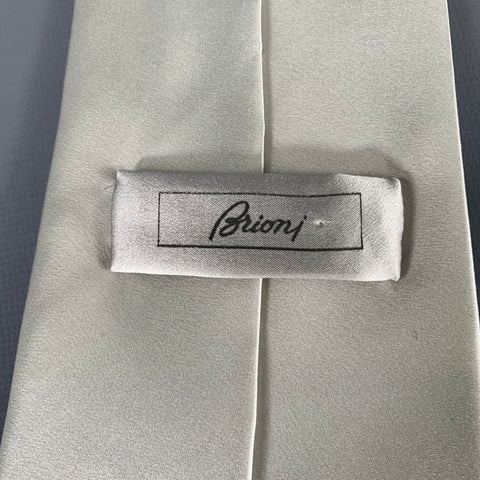 BRIONI Size L Silver Silk Button Up Long Sleeve Shirt Set