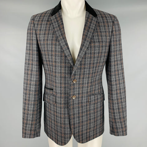 PS by PAUL SMITH Size 40 Black Plaid Wool Nylon Notch Lapel Sport Coat
