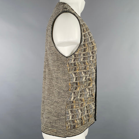 ENZO GOTI Size M Grey Brown Chevron Wool Blend Button Up Vest