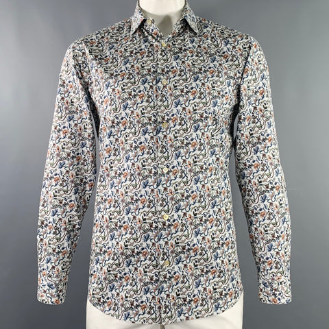PAUL SMITH Size XL Blue Multi Color Floral Cotton Long Sleeve Shirt