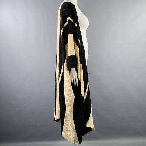 RALPH LAUREN Size M/L Black Beige Linen Silk Color Block Cardigan