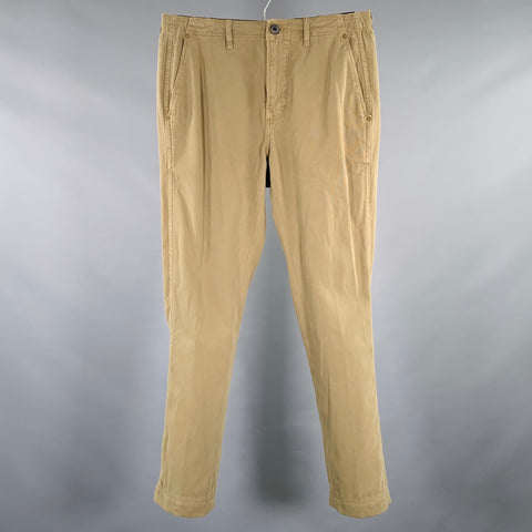 Pantalon décontracté à devant plat en coton vert olive BILLY REID Taille 29