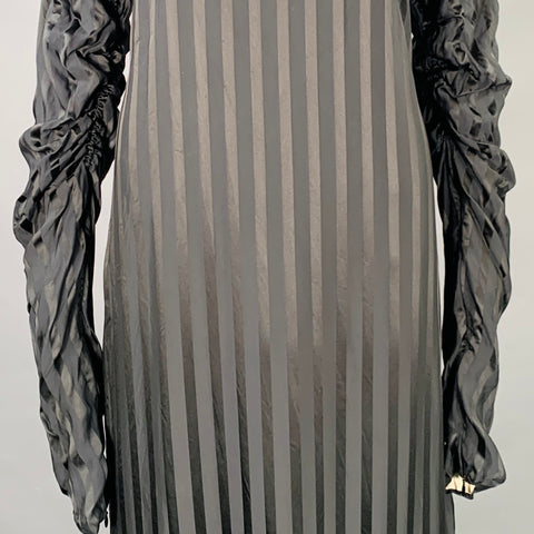 JEAN PAUL GAULTIER Size M Black Black Acetate Blend Stripe Long Sleeve Dress