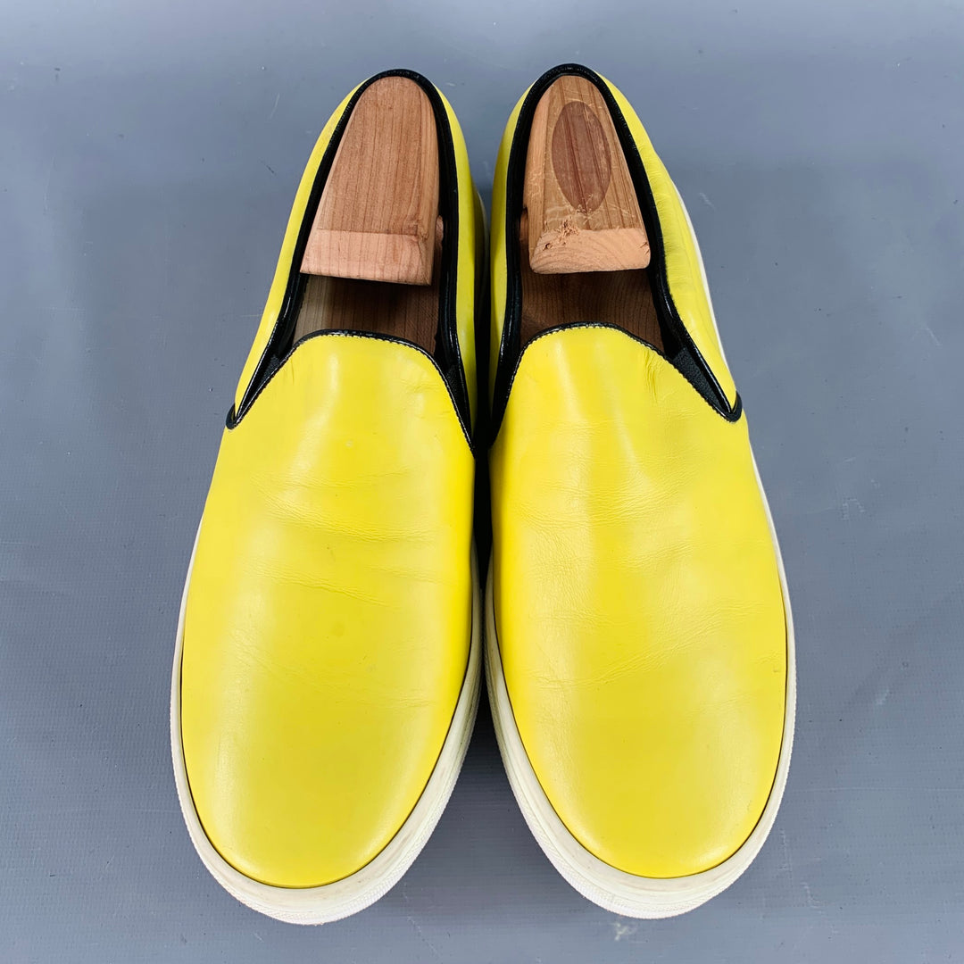 CELINE Size 9 Yellow Leather Slip On Sneakers
