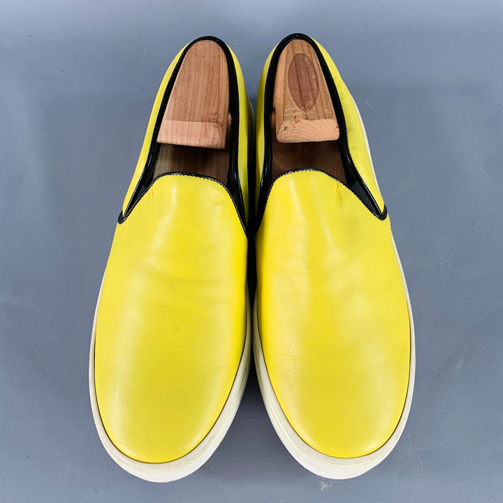 CELINE Size 9 Yellow Leather Slip On Sneakers