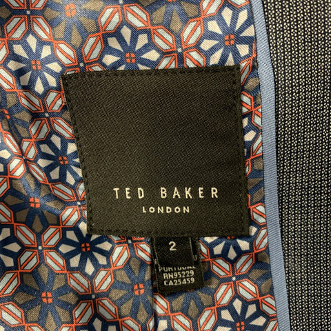 TED BAKER Size 36 Navy Grey Nailhead Viscose Polyester Blend Notch Lapel Suit