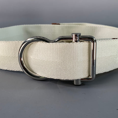 RALPH LAUREN Size M White Brown Nylon Leather Belt