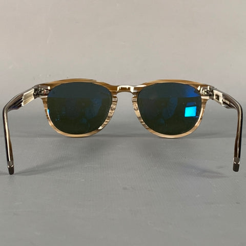 JOHN VARVATOS Black Beige Acetate Full Frame Square Sunglasses