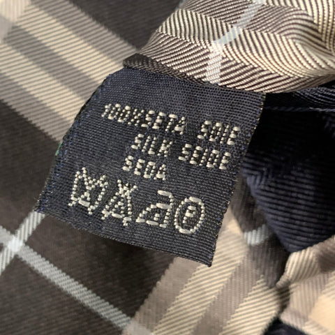 BURBERRY LONDON Grey Black Plaid Silk Tie