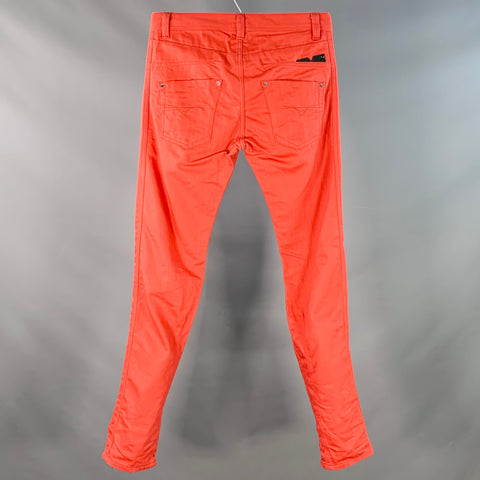 DIESEL Size 29 Darron Red Orange Cotton Twill Slim Tapered Button Fly Jeans