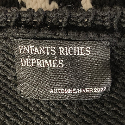 ENFANTS RICHES DEPRIMES FW2022 M Black White Knitted Merino Wool Crew Neck Sweater