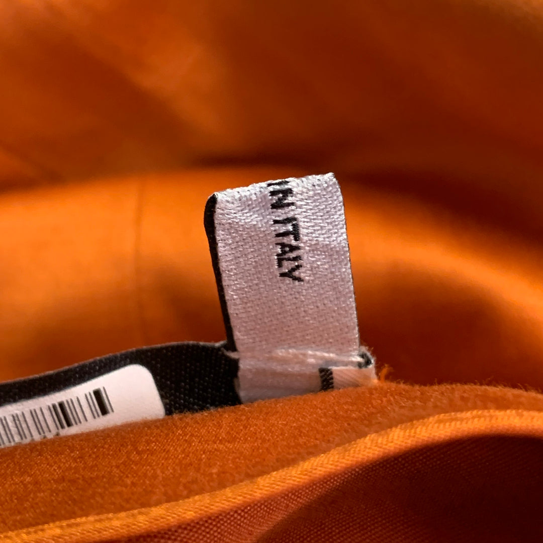 YVES SAINT LAURENT Size 10 Orange Cotton Linen Back Zipper Pencil Skirt