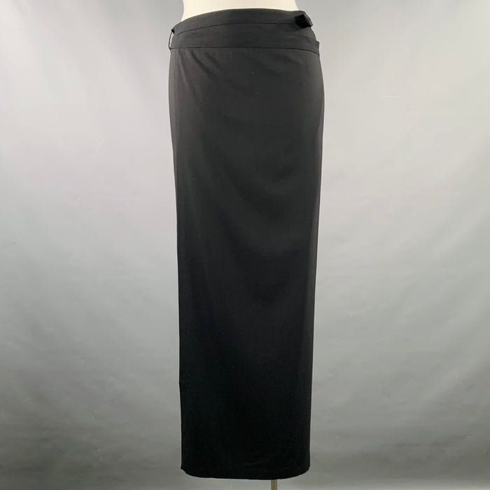 JEAN PAUL GAULTIER Size XL Black Wool Silk Wrap Around Skirt