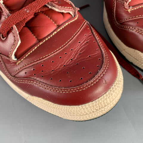 ADIDAS Winter 2012 Size 12 Decades OG Burgundy Off White Leather High Top Sneakers
