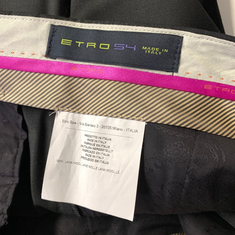 ETRO Size 38 Black Wool Zip Fly Dress Pants