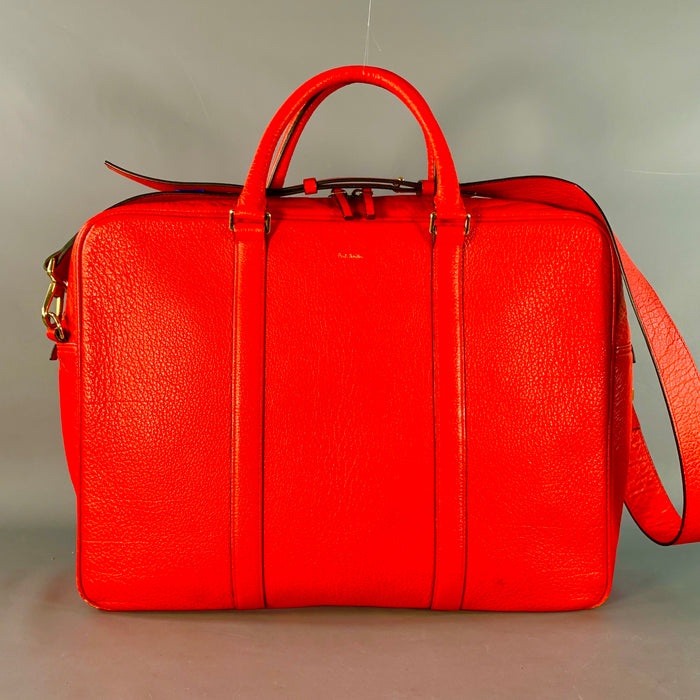 PAUL SMITH Red Textured Pebble Grain Leather Shoulder Bag