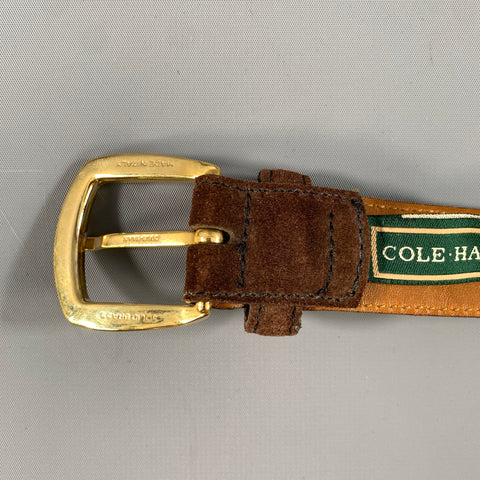 COLE HAAN Size 38 Brown Textured Suede Belt