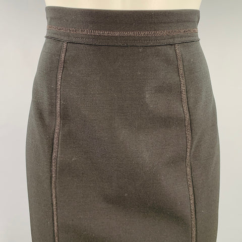 DOLCE & GABBANA Size 4 Black Virgin Wool Blend Reverse Seams Skirt