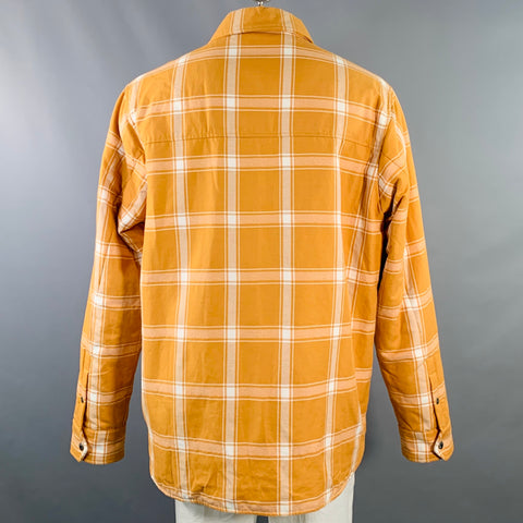 MONCLER GENIUS Size XL Yellow White Plaid Cotton Linen Oversized Shirt Jacket