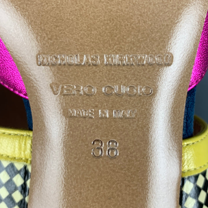 NICHOLAS KIRKWOOD Size 8 Pink Multi Color Leather Mixed Patterns Pumps