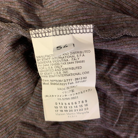 MAISON MARTIN MARGIELA Size XL Brown Purple Micro Stripe Henley Pullover