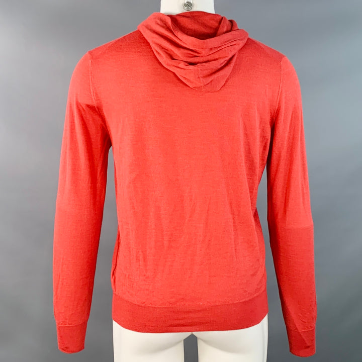 ISAIA Size M Brick Red Cashmere Silk Hoodie Pullover