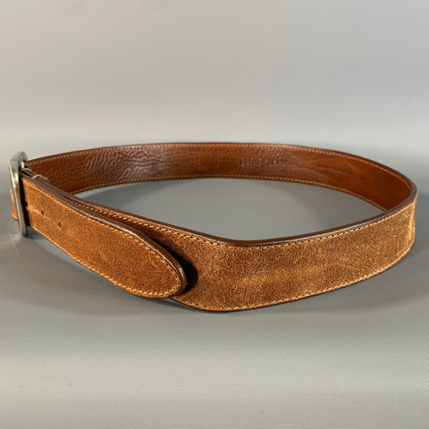 JOHN VARVATOS Size 32 Brown Distressed Leather Belt