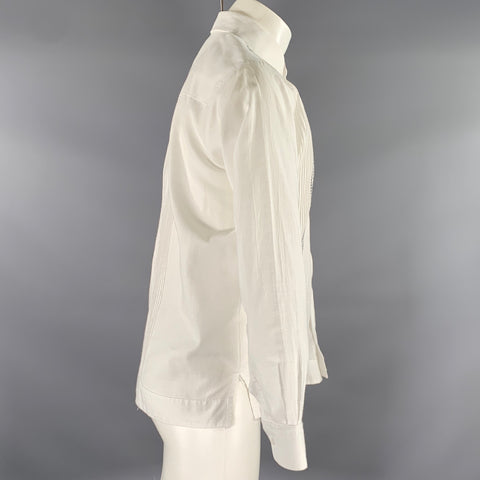 GUAYABERAS Size S White Black & Silver Mixed Patterns Linen Long Sleeve Shirt
