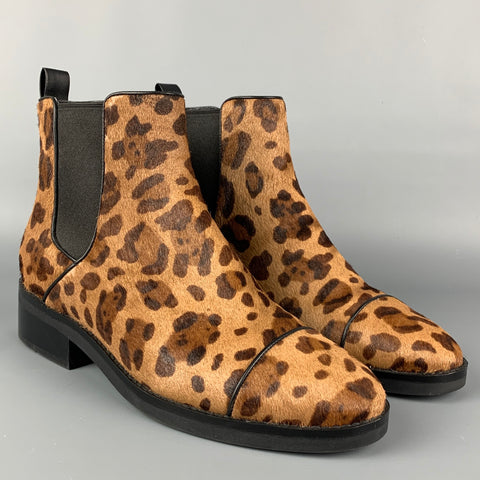 COLE HAAN Talla 10 Botas Chelsea Mara con estampado animal beige y marrón