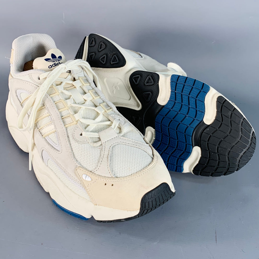 ADIDAS OZMILLEN Size 13 White Beige Mesh Chunky Sneakers