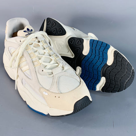 ADIDAS OZMILLEN Size 13 White Beige Mesh Chunky Sneakers