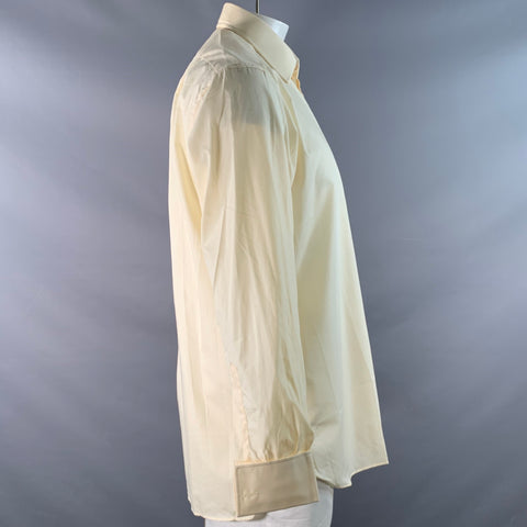 TURNBULL & ASSER Size L Beige Cotton Curved Cutaway Long Sleeve Shirt