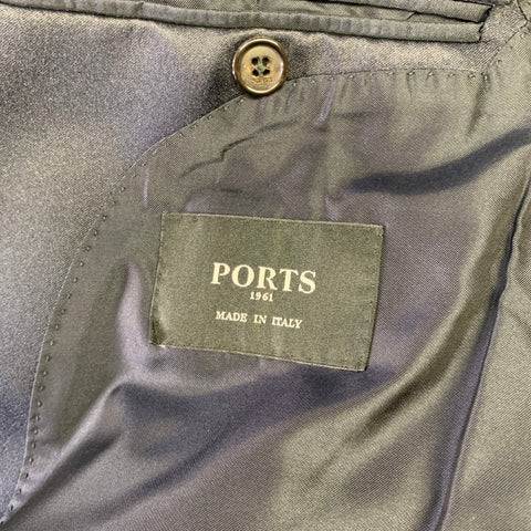 PORTS 1961 Chest Size 40 Navy White Window Pane Cotton Blend Sport Coat