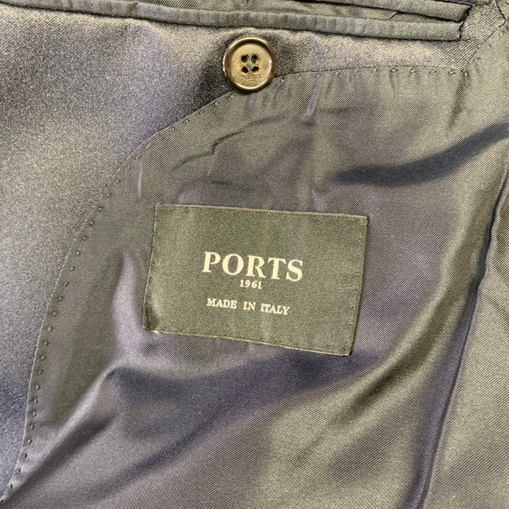 PORTS 1961 Chest Size 40 Navy White Window Pane Cotton Blend Sport Coat