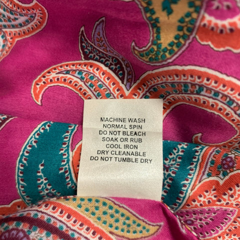 ETRO Size L Magenta Multi Color Paisley Cotton Button Up Long Sleeve Shirt