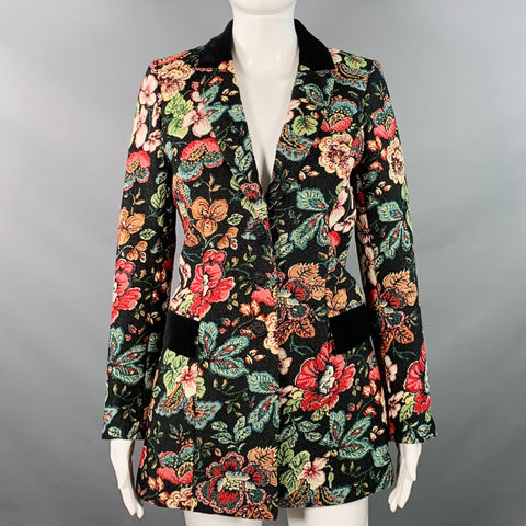 ANNE FONTAINE Size 4 Saskia Black Multi-Color Jacquard Jacket  Blazer