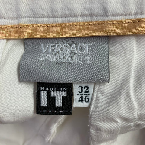 VERSACE JEANS Size 32 White Cotton Flat Front Casual Pants