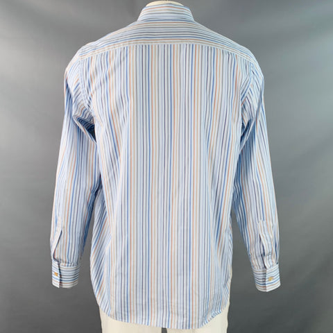 PAUL SMITH Size XL Blue Multi Color Stripe Cotton Long Sleeve Shirt
